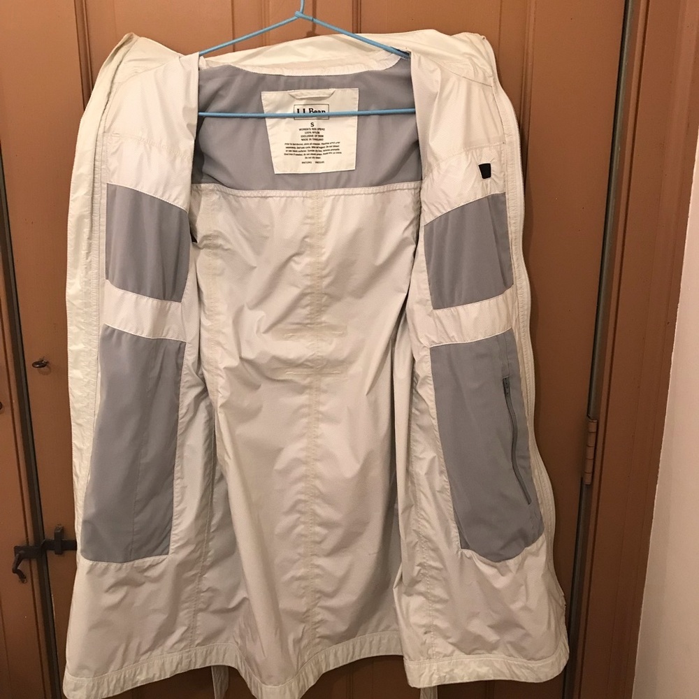 L.L. Bean Oyster Shell Gray Rain Trench Coat Small - Picture 4 of 15